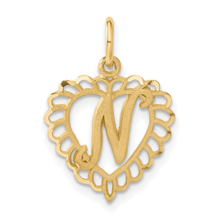 14k Yellow Gold Initial N Charm C568N