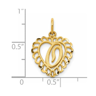 14k Yellow Gold Heart Letter O Charm