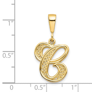 14k Yellow Gold Initial C Pendant C569C