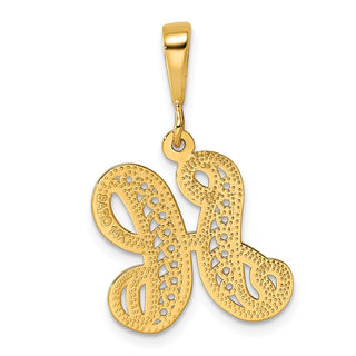 14k Yellow Gold Initial H Pendant C569H