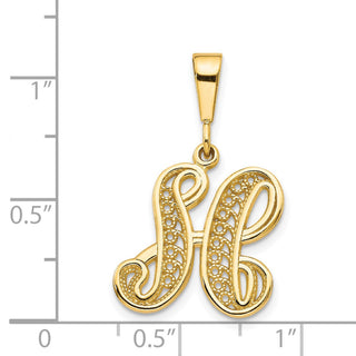 14k Yellow Gold Initial H Pendant C569H