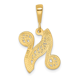 14k Yellow Gold Initial N Pendant C569N