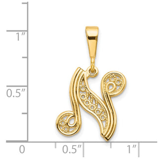 14k Yellow Gold Initial N Pendant C569N