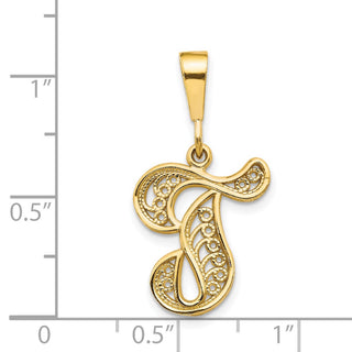14k Yellow Gold Initial T Pendant C569T
