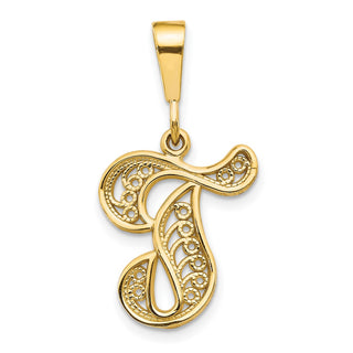 14k Yellow Gold Initial T Pendant C569T