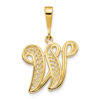 14k Yellow Gold Initial W Pendant C569W