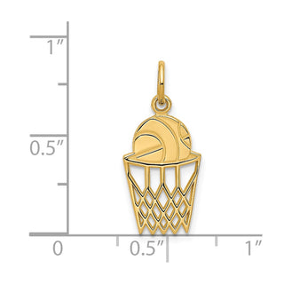 14k Yellow Gold Basketball In Net Charm