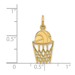 14k Yellow Gold Basketball In Net Charm