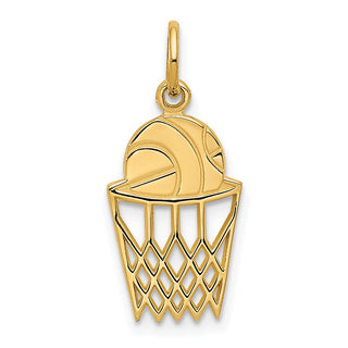 14k Yellow Gold Basketball In Net Charm