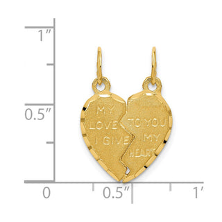 14k Yellow Gold Break Apart MY LOVE TO YOU I GIVE MY HEART Charm