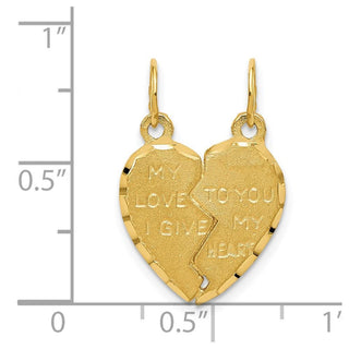 14k Yellow Gold Break Apart MY LOVE TO YOU I GIVE MY HEART Charm