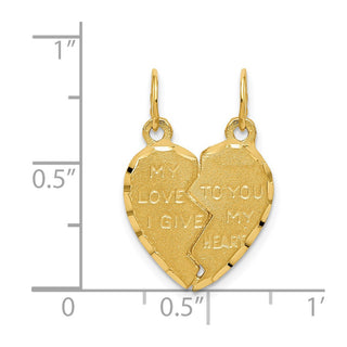 14k Yellow Gold Break Apart MY LOVE TO YOU I GIVE MY HEART Charm