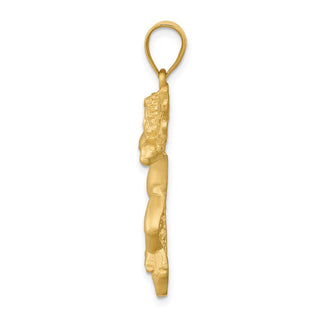 14k Yellow Gold Satin Angel Not Listening Pendant