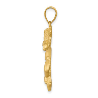 14k Yellow Gold Satin Angel Not Listening Pendant