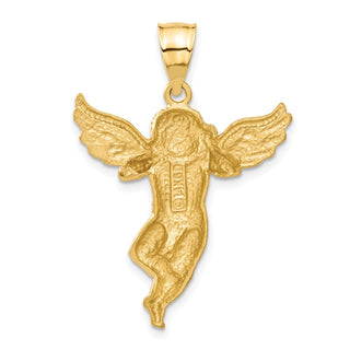14k Yellow Gold Satin Angel Not Listening Pendant