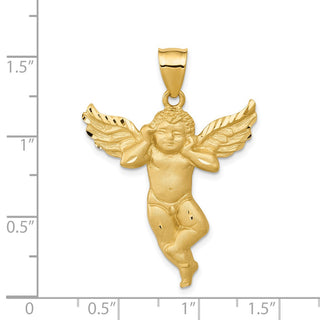 14k Yellow Gold Satin Angel Not Listening Pendant