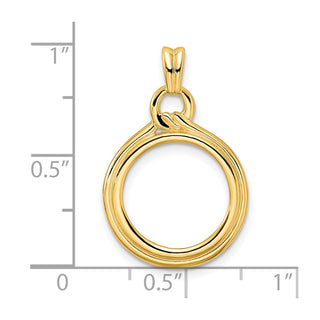 14k Yellow Gold 14mm Polished Loop & Knot Prong Coin Bezel Pendant - Fits 1/20 oz Maple Leaf and Other Coins