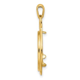 14k Yellow Gold 16mm Polished Loop & Knot Prong Coin Bezel Pendant - Fits 1/10 oz Maple Leaf, Maple Leaf, and Other Coins