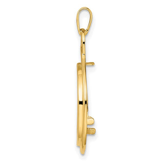 14k Yellow Gold 16.5mm Polished Loop & Knot Prong Coin Bezel Pendant - Fits 1/10 oz American Eagle and 1/10 oz Krugerrand