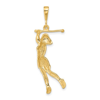 14k Yellow Gold Female Golfer Pendant C727