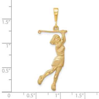 14k Yellow Gold Female Golfer Pendant C727