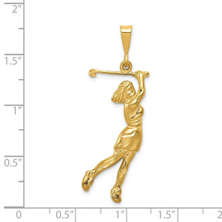 14k Yellow Gold Female Golfer Pendant C727