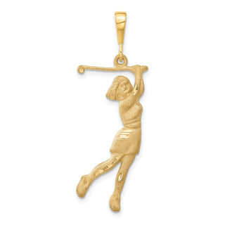 14k Yellow Gold Female Golfer Pendant C727