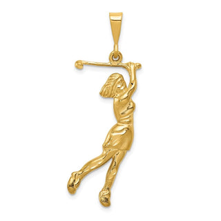 14k Yellow Gold Female Golfer Pendant C727
