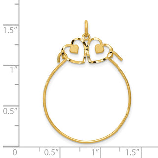 14k Yellow Gold Heart Charm Holder Pendant