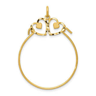 14k Yellow Gold Heart Charm Holder Pendant