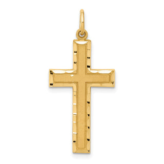 14K Yellow Gold Diamond-cut Cross Charm