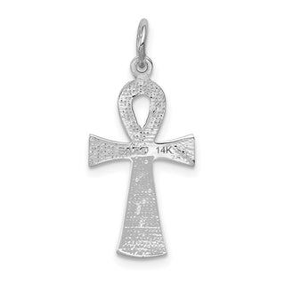 14k White Gold Ankh Cross Pendant C780