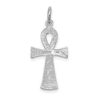 14k White Gold Ankh Cross Pendant C780