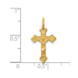 14K Yellow Gold INRI Diamond-cut Crucifix Charm