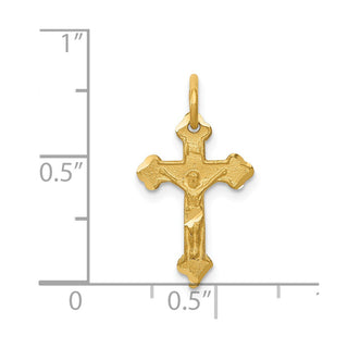 14K Yellow Gold INRI Diamond-cut Crucifix Charm