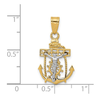 14k Yellow and White Gold Mariners Crucifix Pendant C810