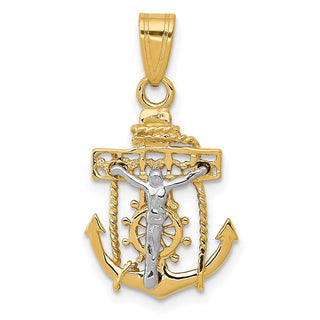 14k Yellow and White Gold Mariners Crucifix Pendant C810
