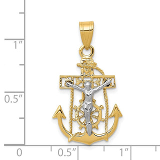 14k Yellow and White Gold Mariners Crucifix Pendant C811