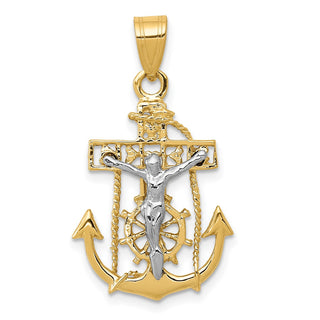 14k Yellow and White Gold Mariners Crucifix Pendant C811