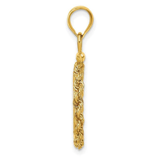 14k Yellow Gold Rope Diamond-cut Screw Top 14mm Coin Bezel Pendant - Fits 1/20 oz Maple Leaf and Other Coins
