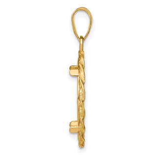 14k Yellow Gold Polished Diamond-cut and Wide Twisted Wire 16.5mm Prong Coin Bezel Pendant