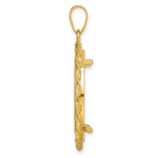 14k Yellow Gold Twisted Wire 22mm Prong Coin Bezel Pendant - Fits 1/4 oz American Eagle and Other Coins