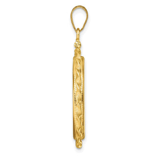 14k Yellow Gold Polished Wide Twisted Wire Screw top 22mm Coin Bezel Pendant - Fits 1/4 oz American Eagle and Other Coins