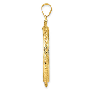 14k Yellow Gold Polished Wide Twisted Wire Screw top 32mm Coin Bezel Pendant - Fits 1 oz Australian Nugget, 1 oz Kangaroo, 1 oz Panda, and Other Coins