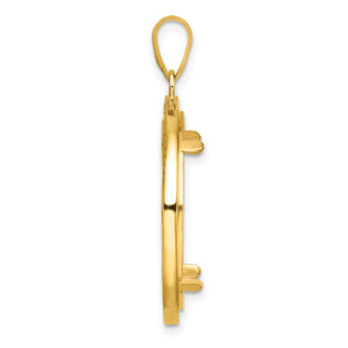 14k Yellow Gold 22mm Beaded Prong Coin Bezel Pendant - Fits 1/4 oz American Eagle and Other Coins