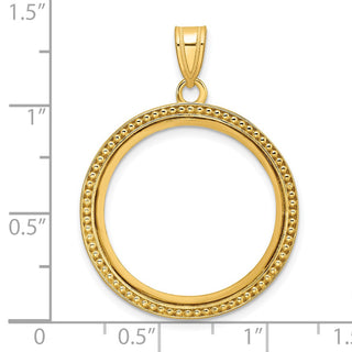 14k Yellow Gold 22mm Beaded Prong Coin Bezel Pendant - Fits 1/4 oz American Eagle and Other Coins