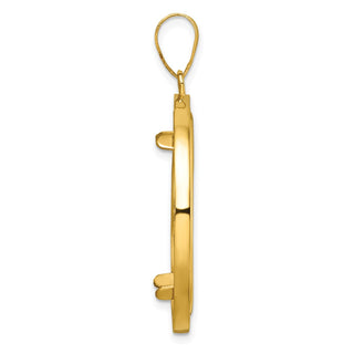 14k Yellow Gold 27mm Beaded Prong Coin Bezel Pendant - Fits 1/2 oz American Eagle, US $10 Liberty, and Other Coins