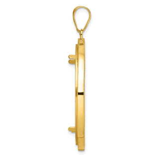 14k Yellow Gold 32mm Beaded Prong Coin Bezel Pendant - Fits 1 oz Australian Nugget, 1 oz Kangaroo, 1 oz Panda, and Other Coins