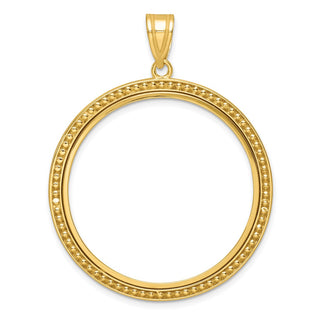 14k Yellow Gold 32mm Beaded Prong Coin Bezel Pendant - Fits 1 oz Australian Nugget, 1 oz Kangaroo, 1 oz Panda, and Other Coins
