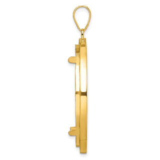 14k Yellow Gold 32.7mm Beaded Prong Coin Bezel Pendant - Fits 1 oz American Eagle, 1 oz Cat, and 1 oz Krugerrand